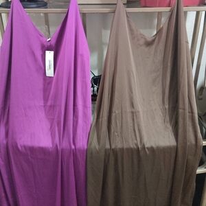 Sleeveless V-Neck Maxi Dress in Magenta and Brown 3x Nwt